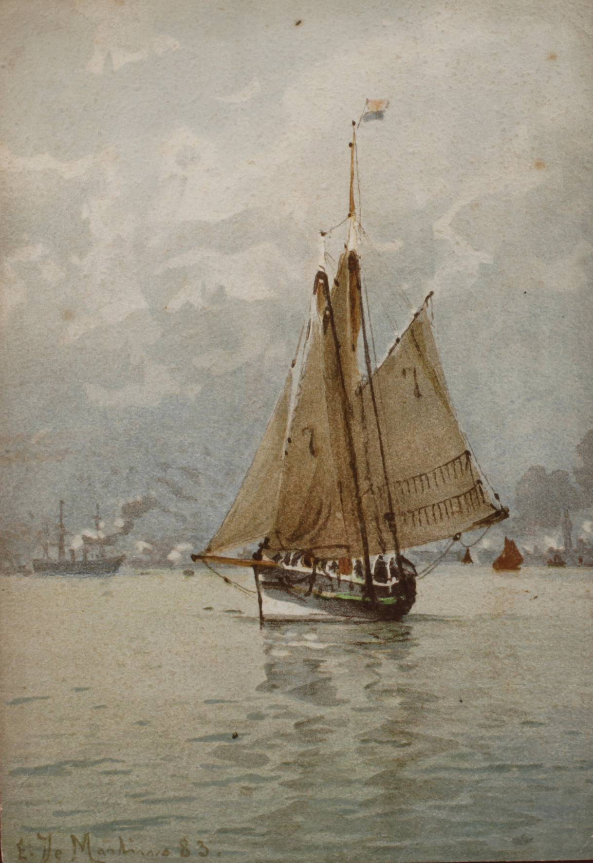 Edoardo de Martino, Segler im Abendlicht