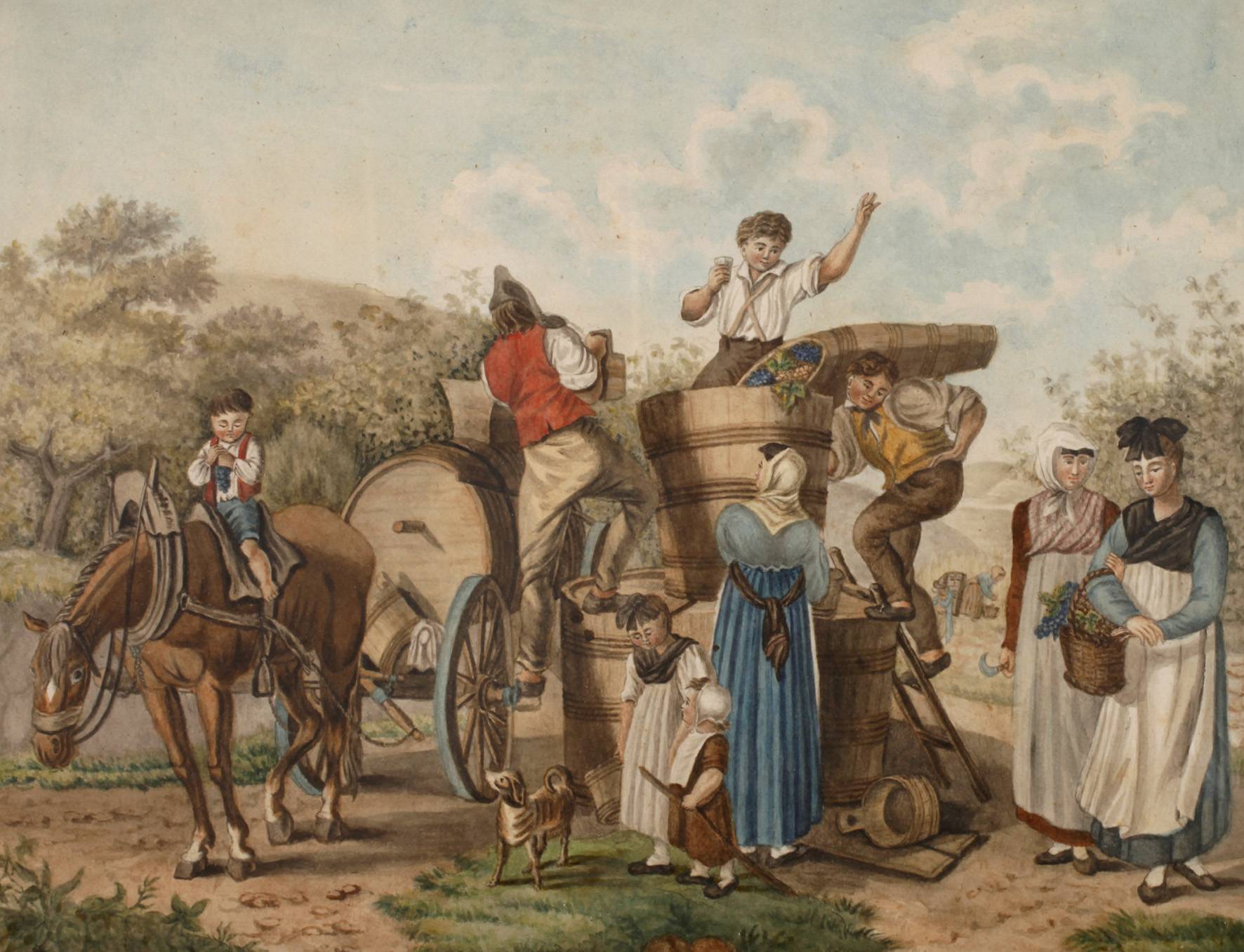 Weinbauern bei der Weinlese