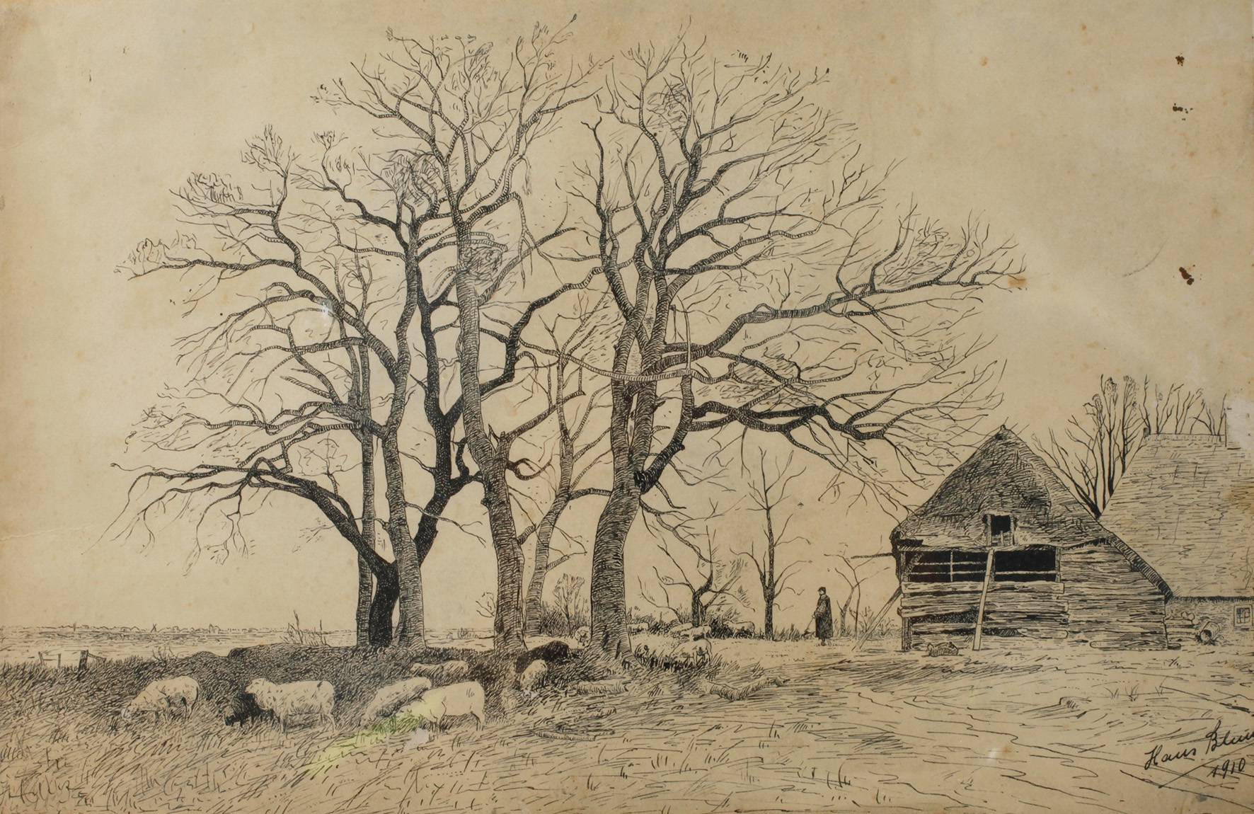 Prof. Hans Blum, Schafherde in Herbstlandschaft