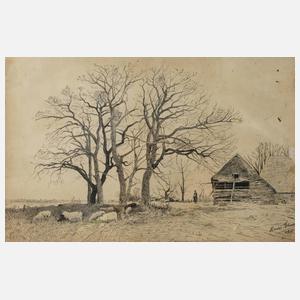 Prof. Hans Blum, Schafherde in Herbstlandschaft