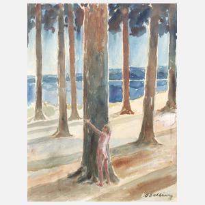 Otto Delling, Nackter Knabe im Wald am Strand