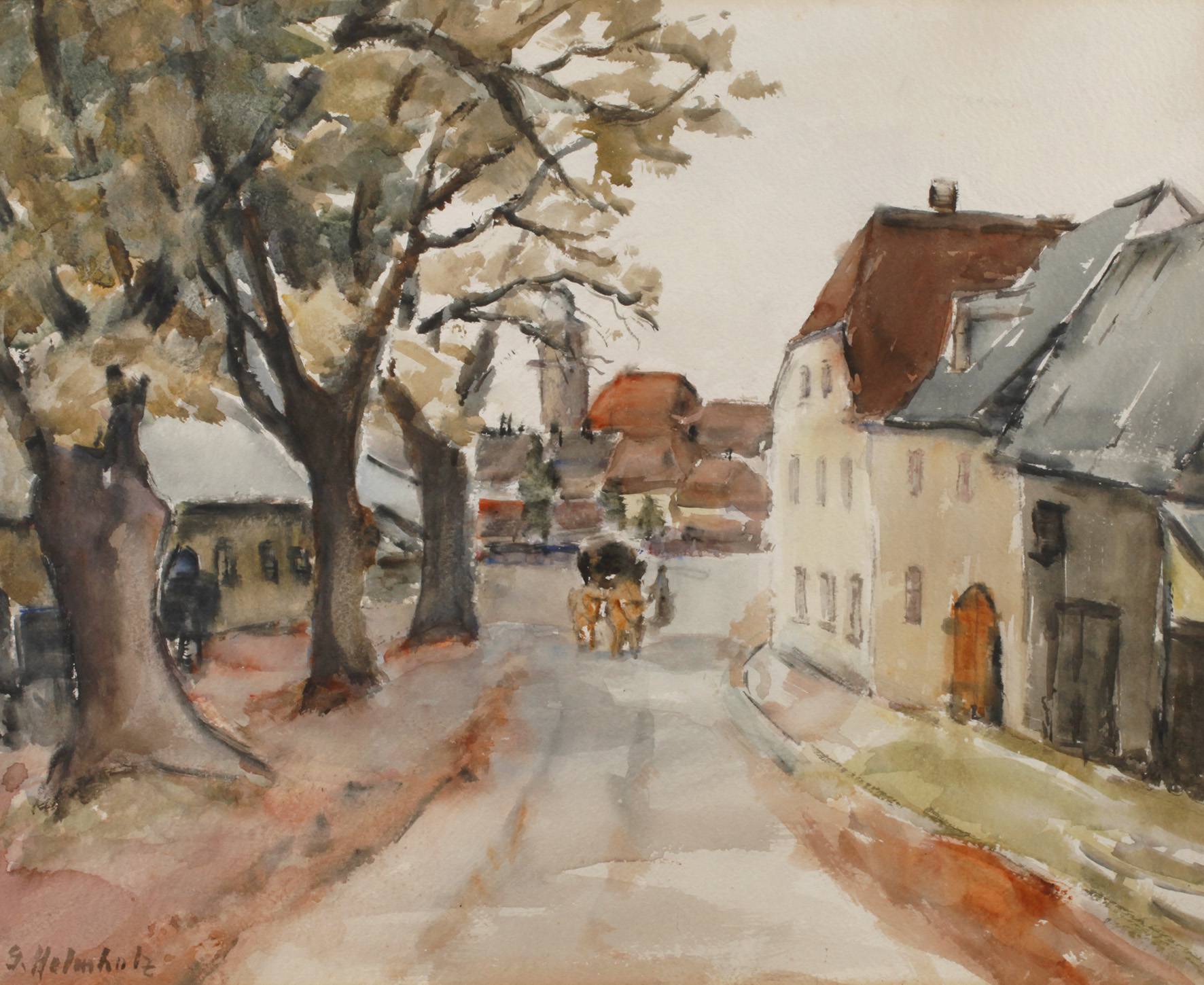 Gertrude Helmholz, herbstliche Dorfstraße
