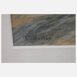 Oesterley, Winterliche Allee mit rodelnden Kindern