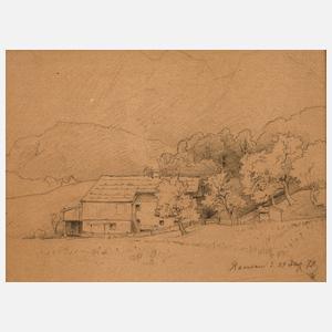 Rudolf Schuster, attr., Bauernhof bei Ramsau