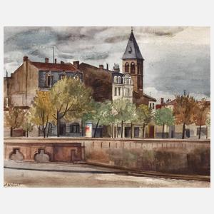 Karl Kröhner, Stadtansicht mit Gewitterwolken