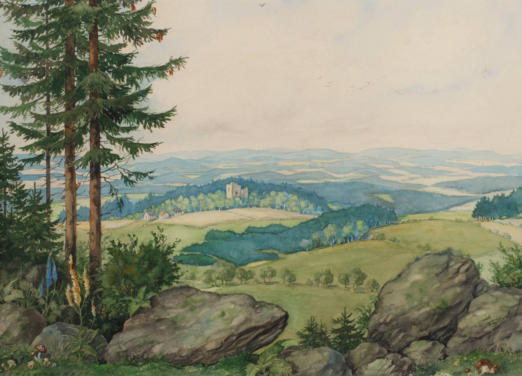Schilling-Rest, Blick auf den Burgstein bei Krebes