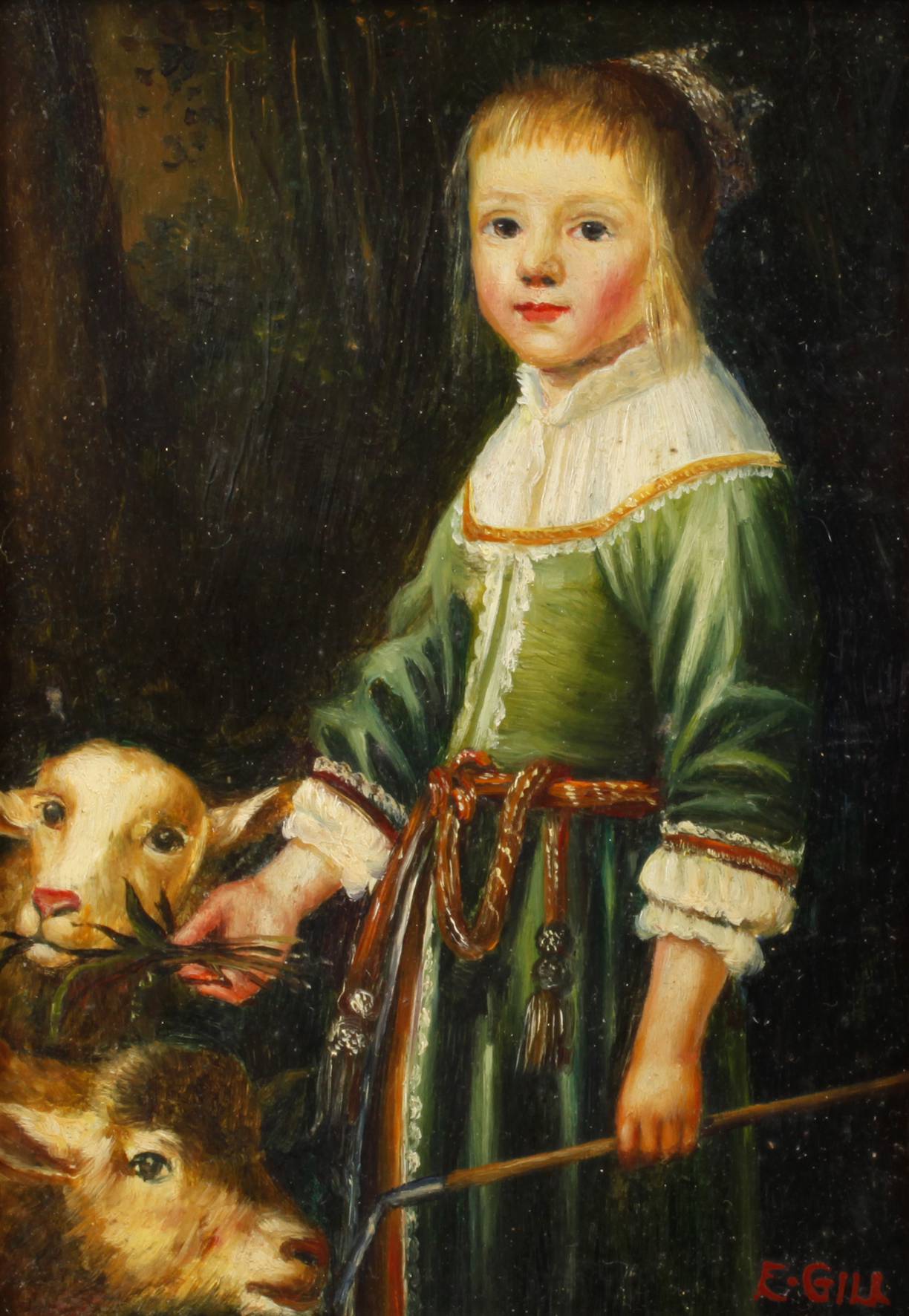 Edmund Ward Gill, Hirtenmädchen in Waldlandschaft