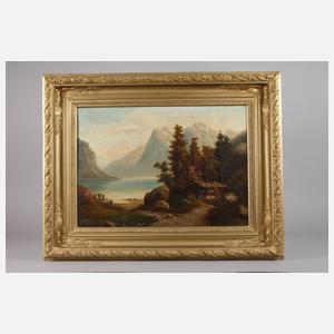 Carl Lindner, attr., Almhütte am Bergsee