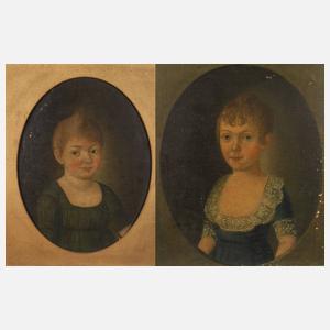 Paar Kinderportraits Biedermeier