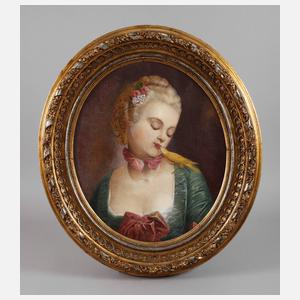 Junge Frau mit Kanarienvogel