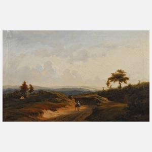 Spätromantiker, Frau mit Esel im Hohlweg