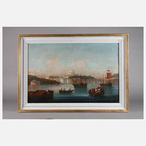 Ansicht Istanbul, Hafen mit Moschee