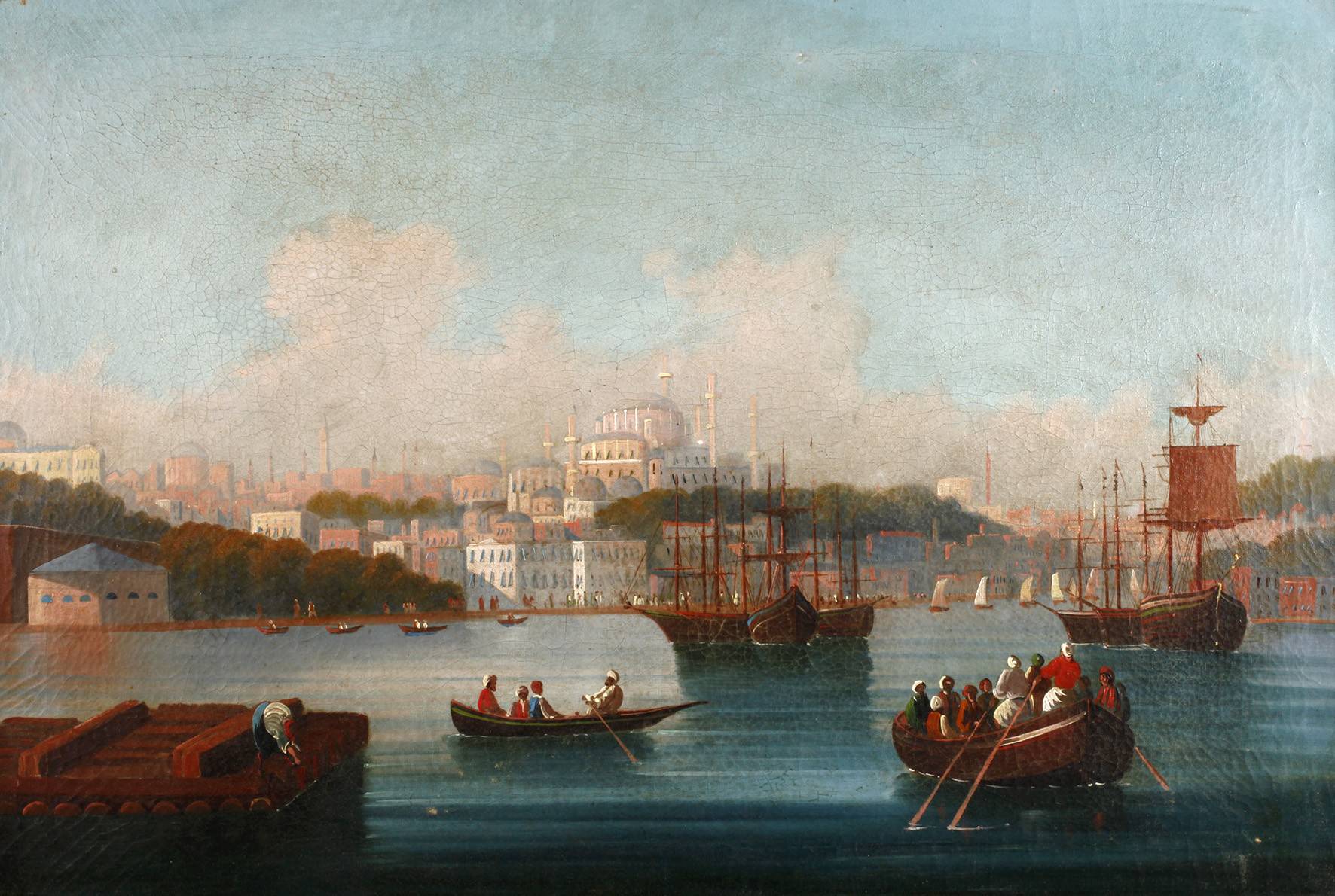 Ansicht Istanbul, Hafen mit Moschee