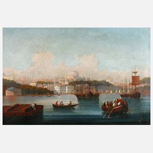 Ansicht Istanbul, Hafen mit Moschee