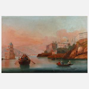 Ansicht Istanbul, Leanderturm im Bosporus