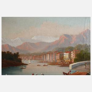 Ansicht Istanbul, Palast am Fluss