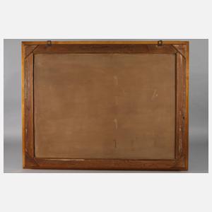 O. Anger, Bauernhaus hinter blühenden Bäumen