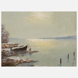 Prof. Georg Arnold-Graboné, attr., Winterabend am See