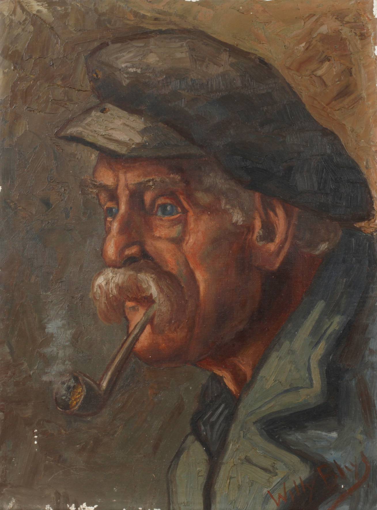 Willy Bleys, Männerportrait mit Pfeife