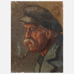 Willy Bleys, Männerportrait mit Pfeife