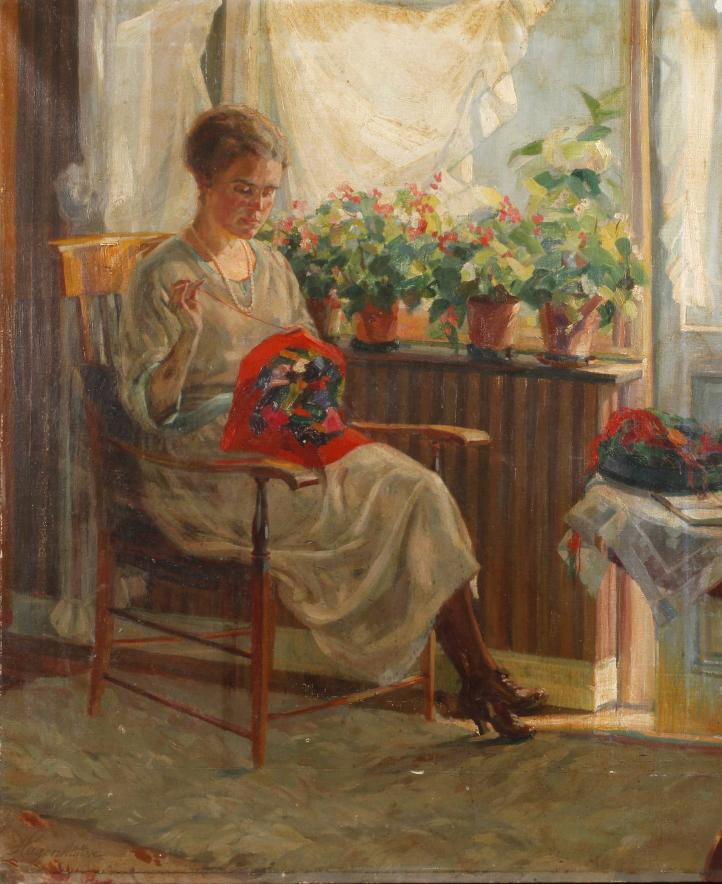 Hugo Hagenkötter, Nähende Frau am Fenster
