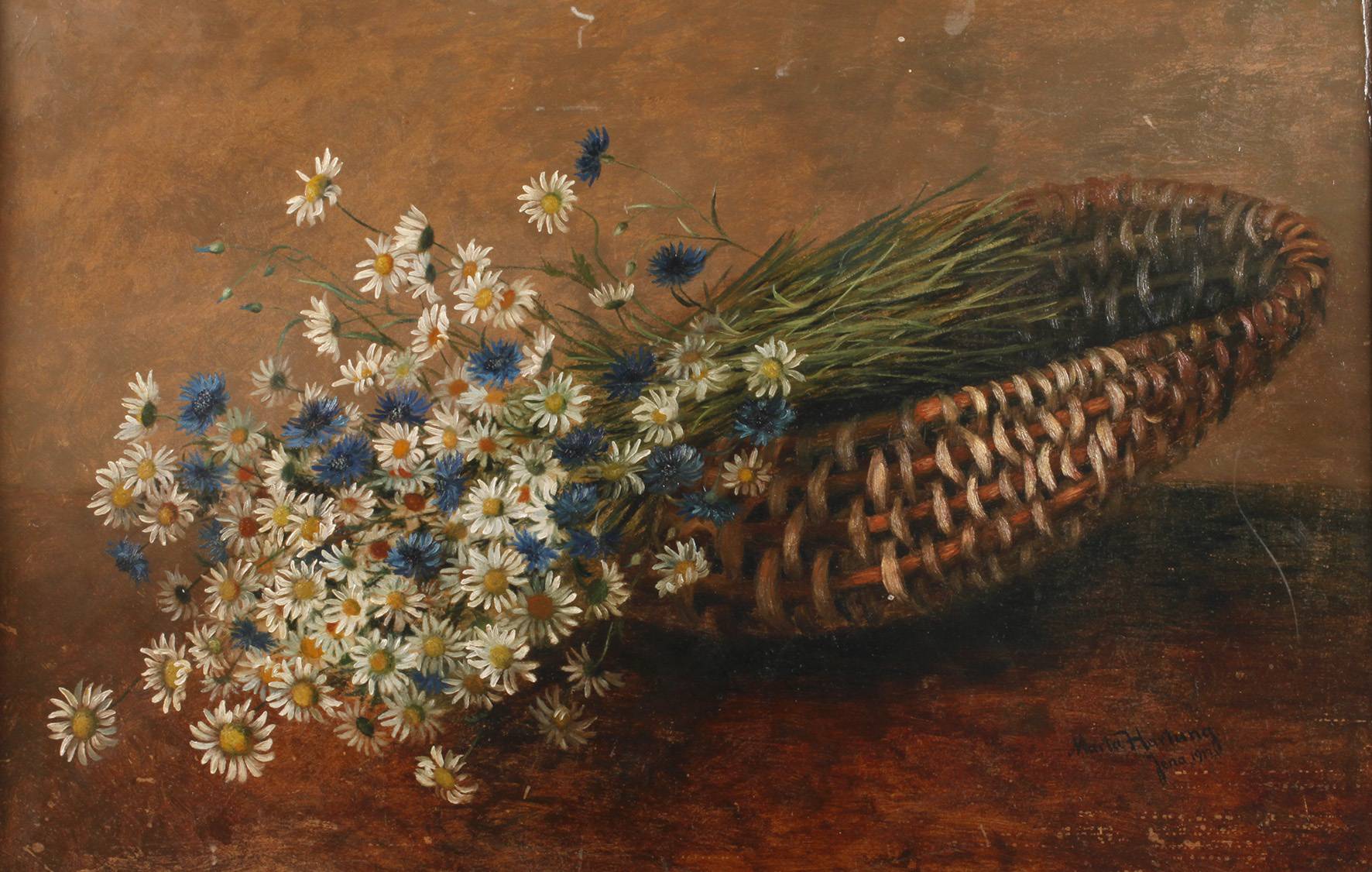 Marta Hartung, ”Feldblumen in einer Kiepe”