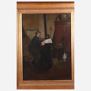 A. Henrich, Lesende Dame im Interieur