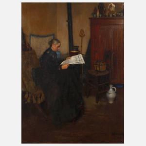 A. Henrich, Lesende Dame im Interieur