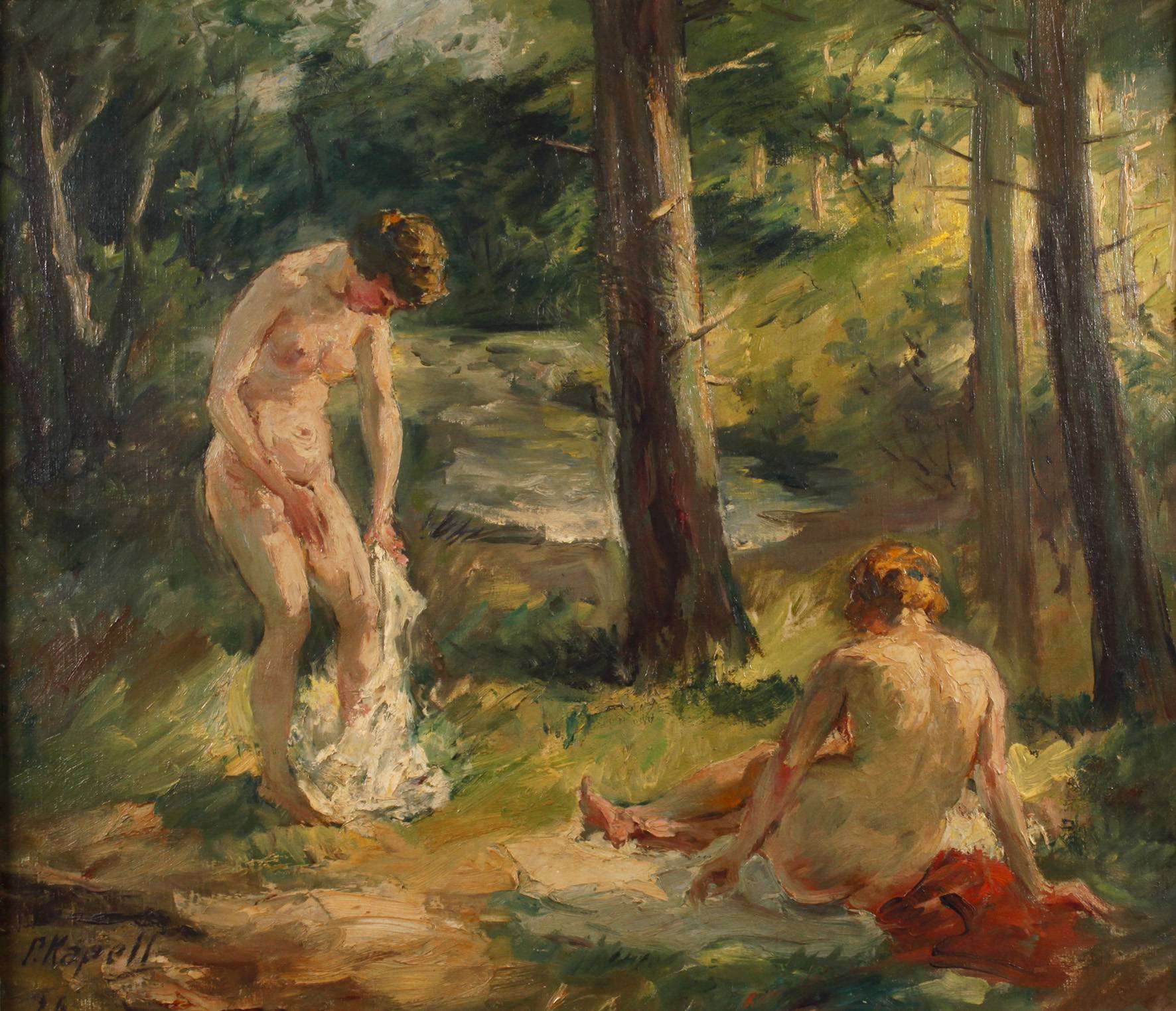 Paul Kapell, Zwei badende Mädchen im Wald
