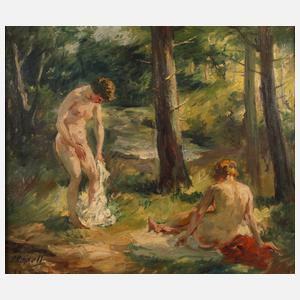 Paul Kapell, Zwei badende Mädchen im Wald