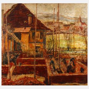 Erwin Oehl, Baustelle hinterm Haus