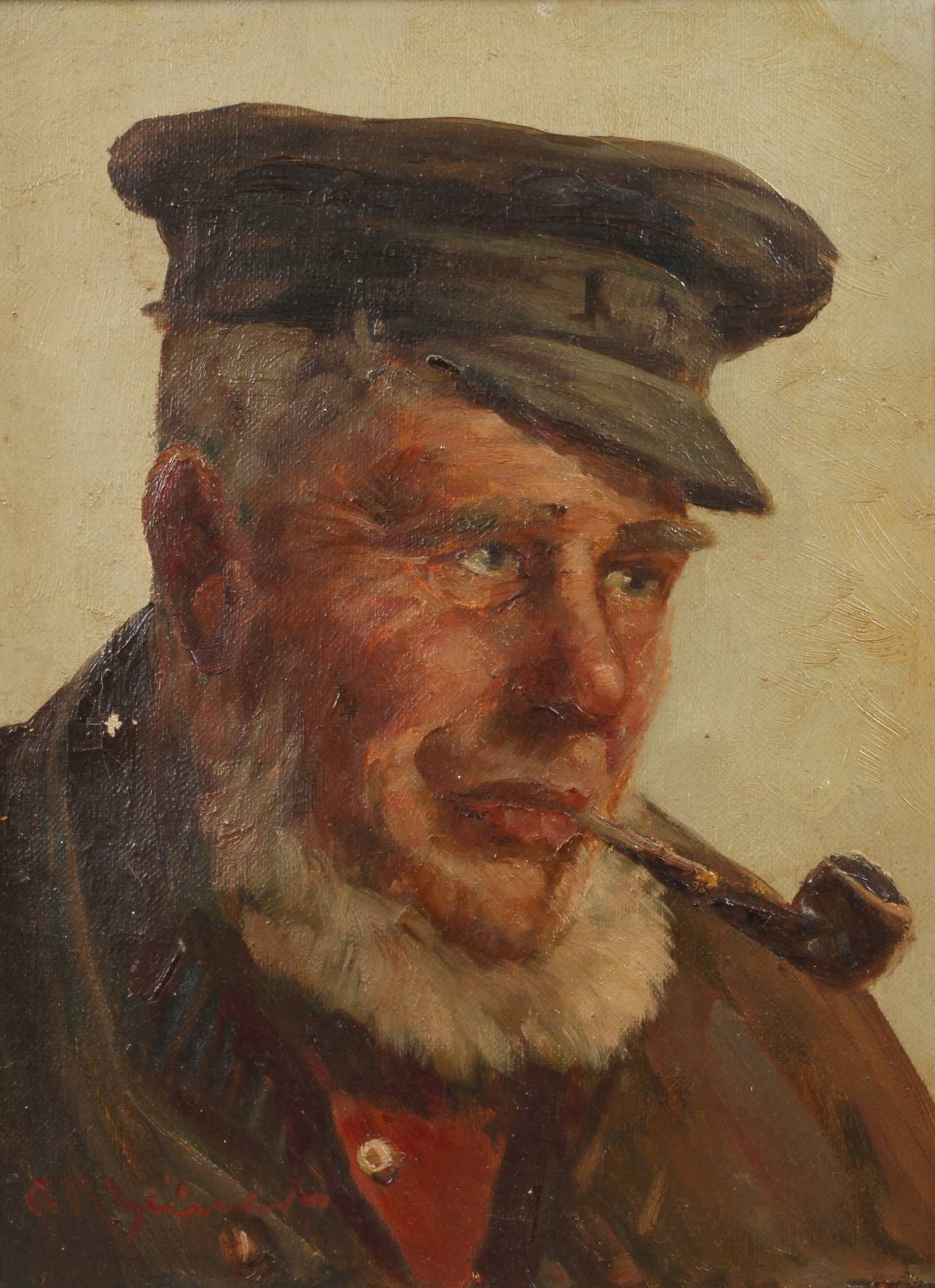 Adolf Rheinert, Portrait eines Fischers mit Pfeife