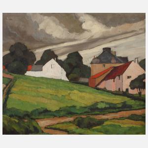 A. Van den Berghe, Sommerliche Dorflandschaft