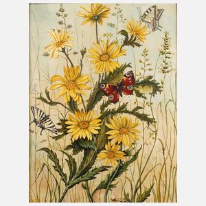 Werner, Blumenstück mit Schmetterlingen