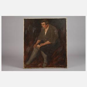 Dame beim Strumpf anziehen