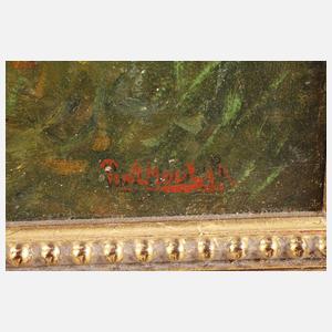 Schäferin mit Herde in sonniger Sommerlandschaft