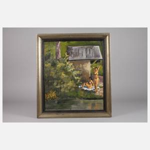 Badende Mädchen am Bach