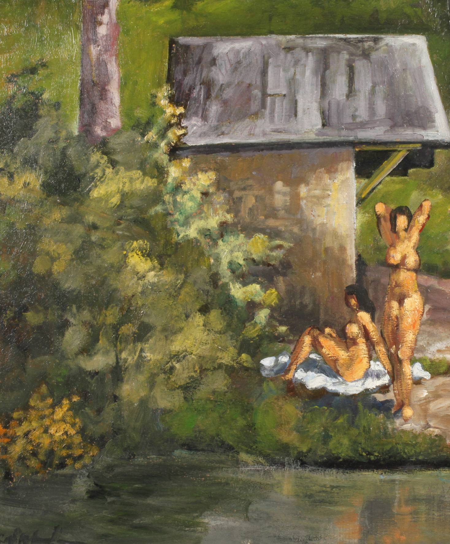 Badende Mädchen am Bach