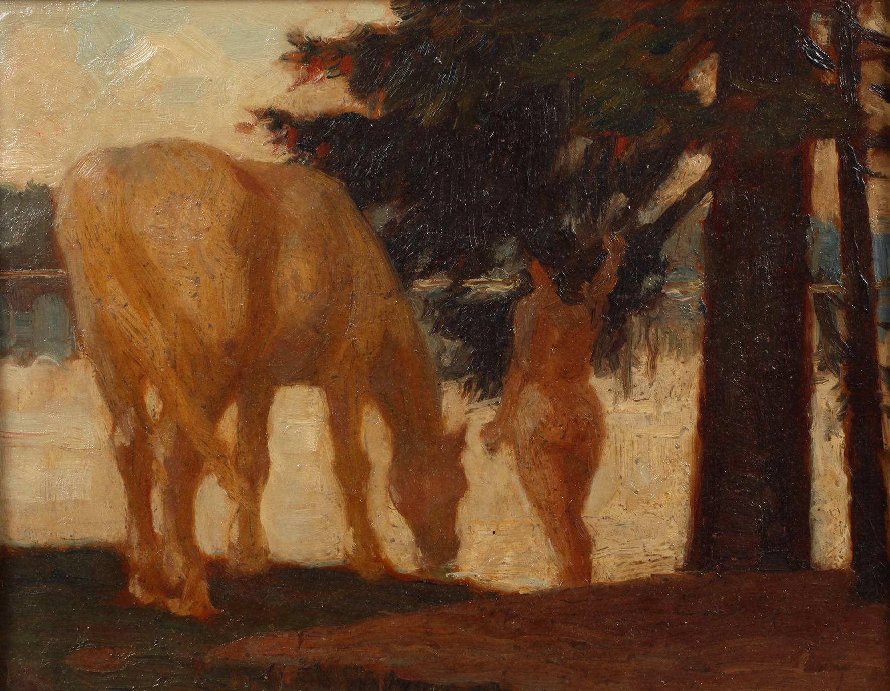 Damenakt mit Pferd am See