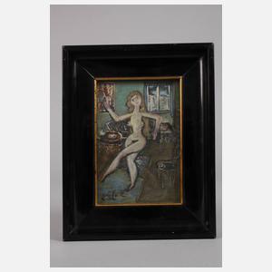 Tanzender Mädchenakt im Interieur