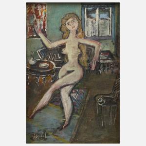 Tanzender Mädchenakt im Interieur