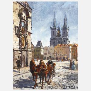Droschke vorm Altstädter Rathaus in Prag