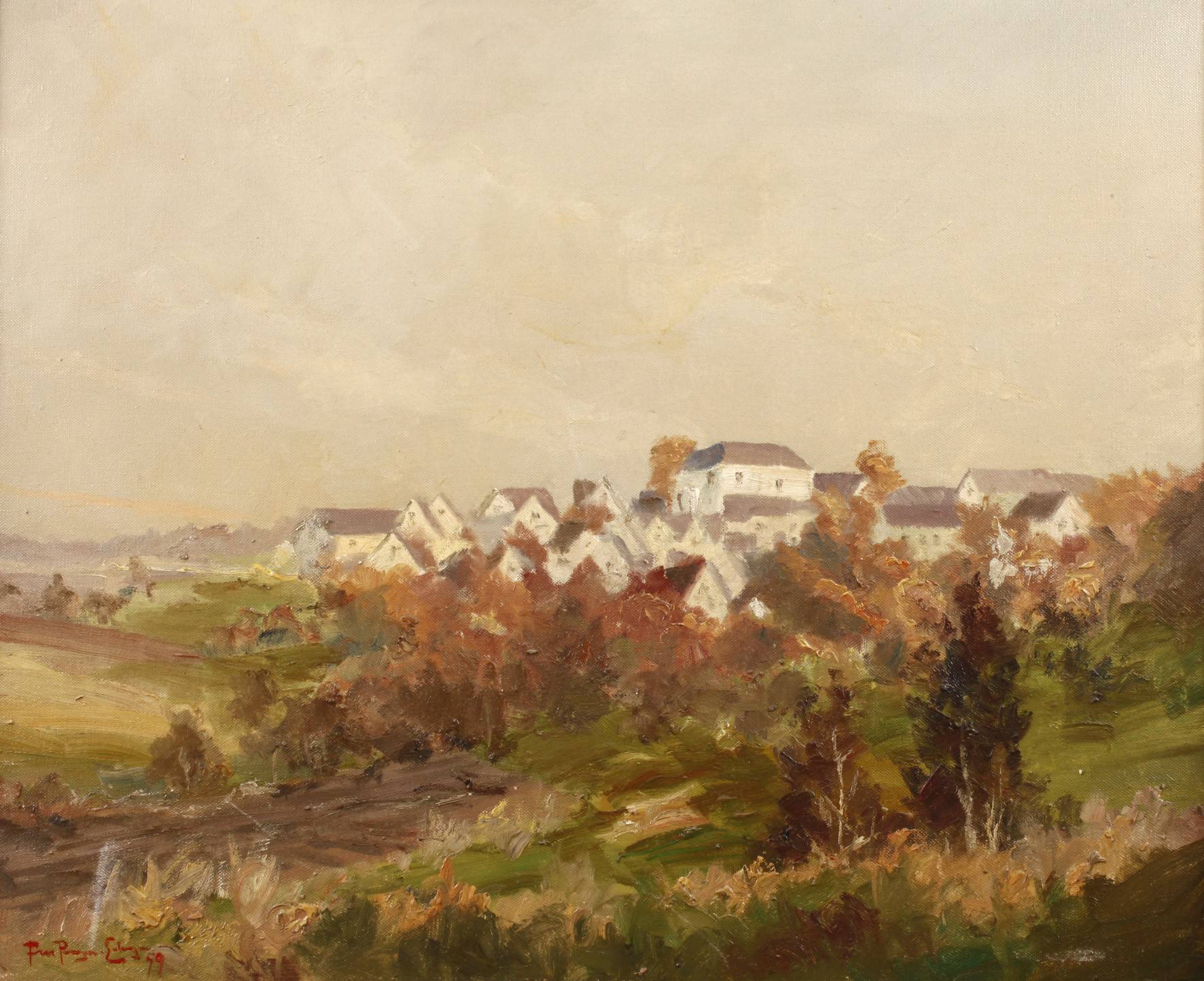 Herbstliche Stadtansicht im Münchner Umland