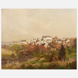 Herbstliche Stadtansicht im Münchner Umland