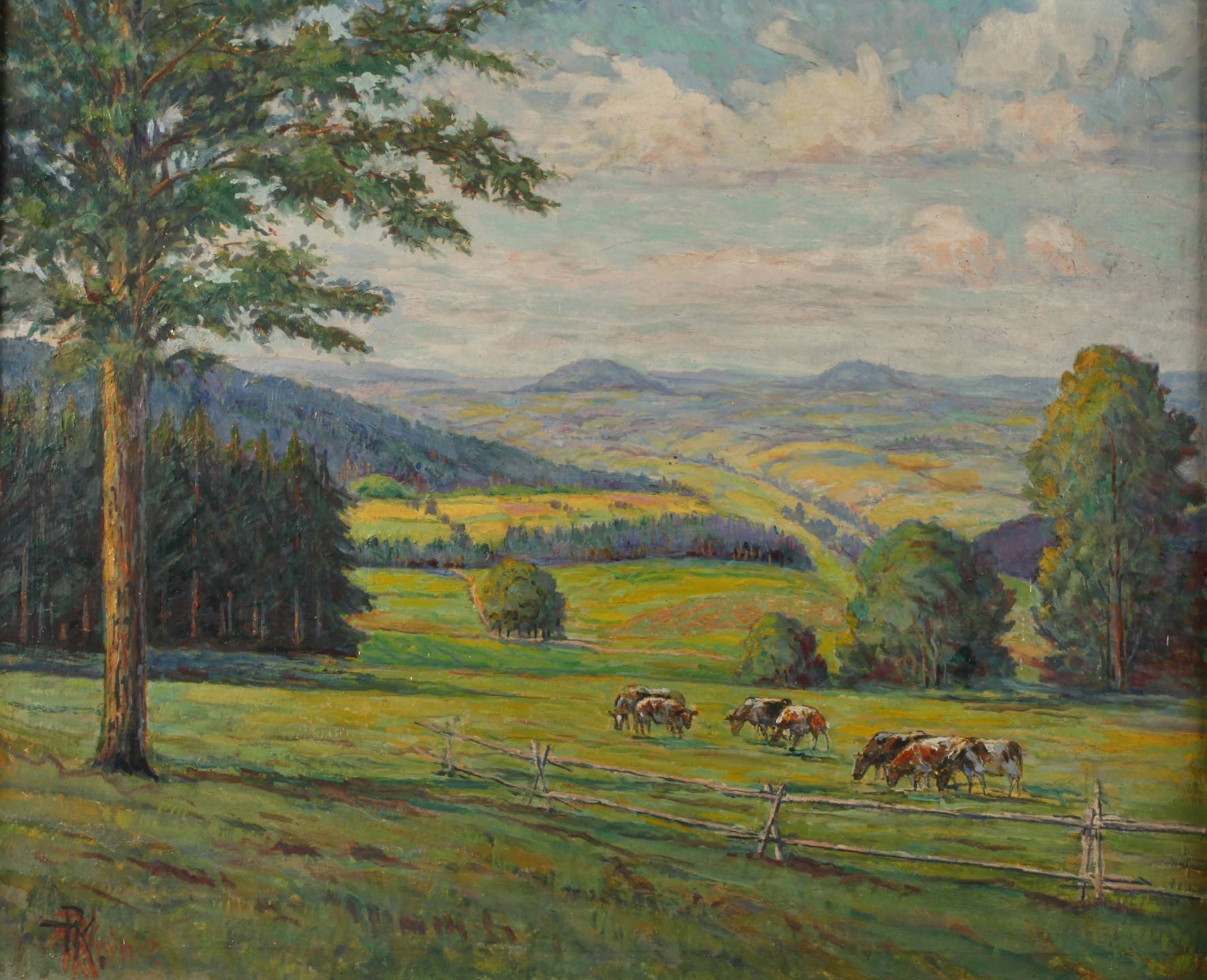 Monogrammist FK, Landschaft mit Kühen