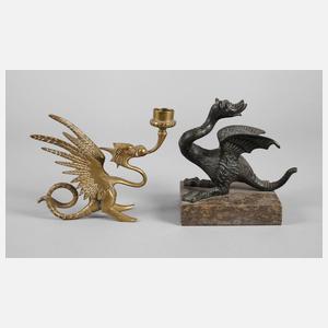 Figürlicher Leuchter und Tischzier