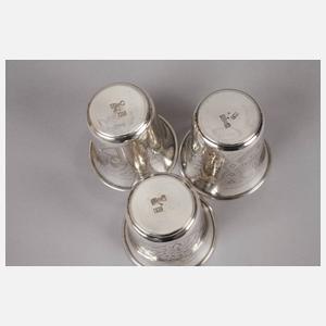 Russland drei Wodkabecher Silber