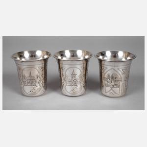 Russland drei Wodkabecher Silber