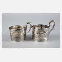 Zwei Teeglashalter Silber111