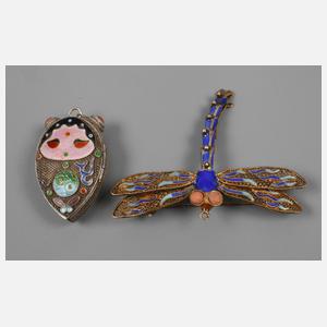 Zwei Teile Emailschmuck